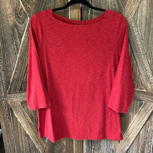 Classic Red Boatneck 3/4 Sleeve Top Tunic